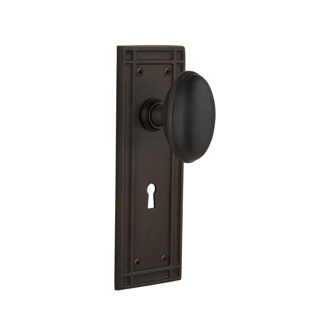 Nostalgic Warehouse 711561  Mission Plate with Keyhole Passage Homestead Door Knob in Oil-Rubbed Bronze